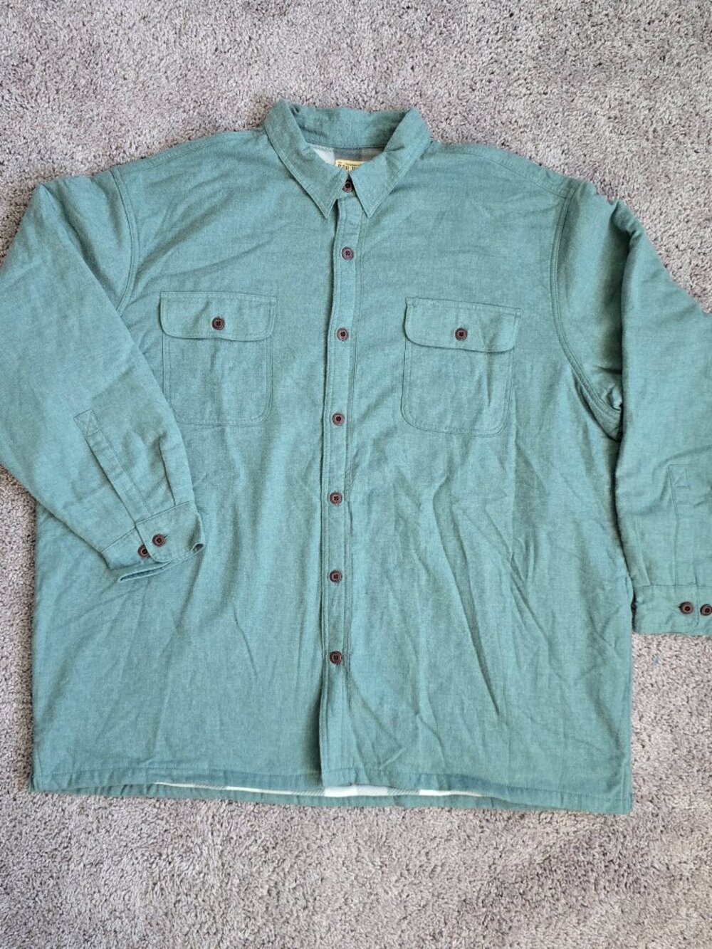RedHead Mens Fleece Lined Plaid Flannel Shirt Jacket Green Green Ivory 3XL